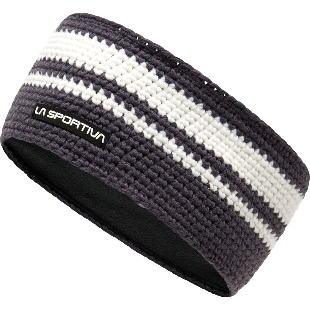 La Sportiva Zephir Headband, warme gehaakte hoofdband met zachte fleecevoering voor trailrunning en outdooractiviteiten.
